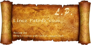 Lincz Patrícius névjegykártya